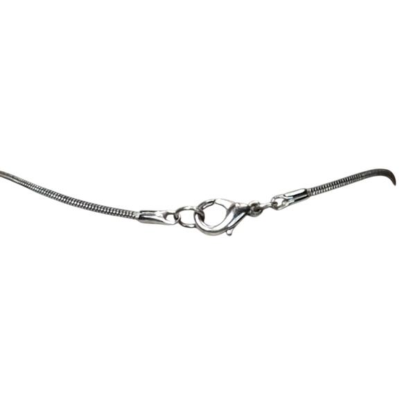 925 Dolphin Wrapped Around Green Glass Ball Charm 16" Necklace Retro - Picture 3 of 9